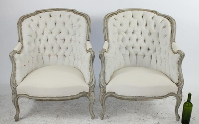 Pair of French Louis XV style bergere chairs