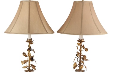 Pair of Gilt-Metal and Marble Table Lamps