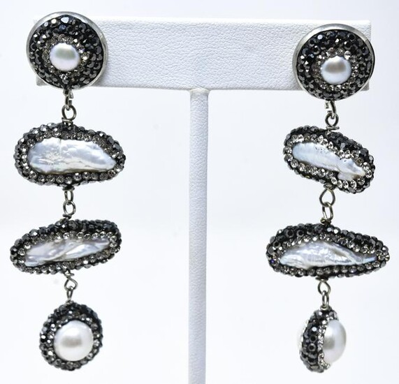 Pair of Handmade Wire Wrap Baroque Pearl Earrings