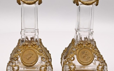 Pair of Louis XV Style Gilt-Metal and Glass Vases