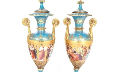 Pair of Vienna Style Porcelain Cabinet Vases