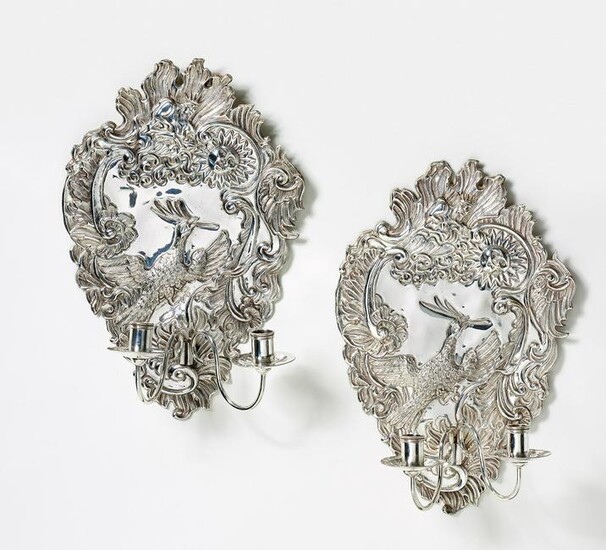 Pair of silver "Blaker" wall appliques