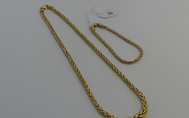 Parure en or à mailles palmier en chute comprenant un collier et un bracelet L....