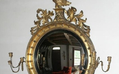 Period Federal Gilt Framed Convex Mirror with Eagle