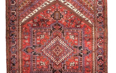 Persian Heriz Tribal Red Blue Hand Knotted Wool Oriental Area Rug Carpet 8'6" x 10'10"