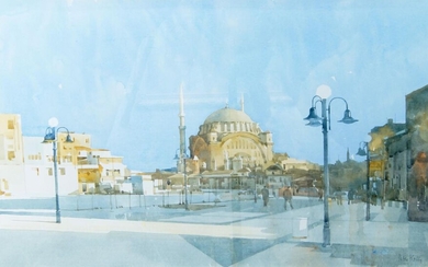 AMENDMENT: Please note VAT is payable on the hammer price for this LotPeter Kelly NEAC RBA, British 1931-2019- Hagia Sophia, Istanbul; watercolour, signed, 40 x 62 cm (ARR)