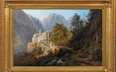 Pieter Francis Peters (1818 Nimègue - 1903 Stuttgart) Paysage de l'Italie du Nord Vue sur...