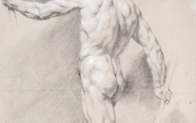Pittore Romano del XVIII secolo Studio di nudo virile matita su carta cm...