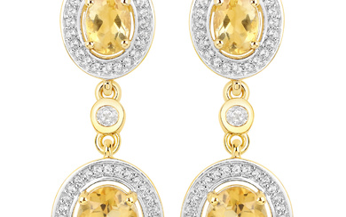Plated 18KT Yellow Gold 5.00ctw Citrine and Topaz Earrings