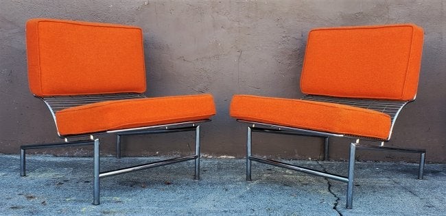 Post Modern Italian Chrome Pair of Lounge Chairs