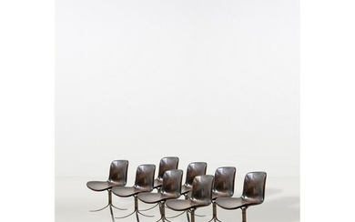 Poul Kjaerholm (1929-1980) Model PK 9 Set of eight chairs Leather and chromed metal Edited by Kold