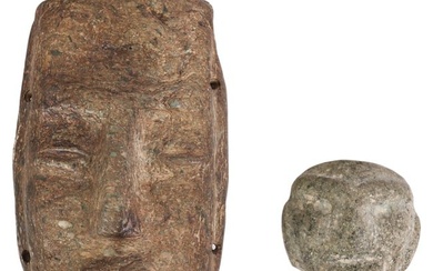 Pre Columbian Style Stone Face Sculptures 2pc. LOT