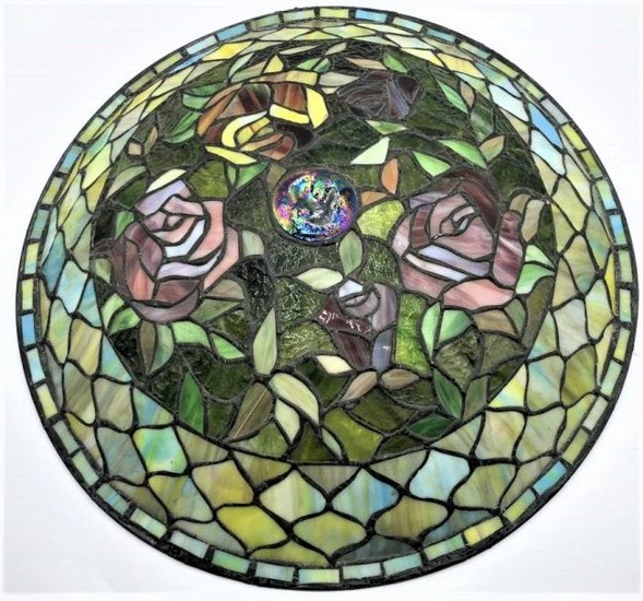 Quality Leaded Glass Roses, Turtle Back Shallow Shade