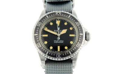ROLEX - a military issue Oyster Perpetual Submariner Milsub wrist watch. Circa 1975. Stainless steel