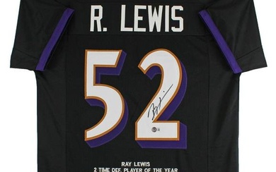 Ray Lewis Signed Black Pro Style Stat Jersey BAS Witnessed