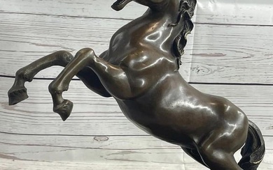 Rearing Stallion Horse - Signed Bronze Sculpture Inspired by P.J. Mene - 12" x 12"