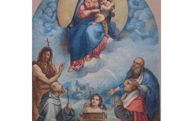 Religious group study, Italian 19th century watercolour, ind...
