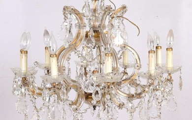Rococo style 10 light crystal chandelier