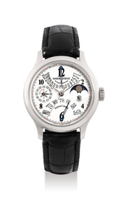 Roger Dubuis. A Fine White Gold Bi-Retrograde Perpetual Calendar Wristwatch with Moon Phases and Leap Year indication
