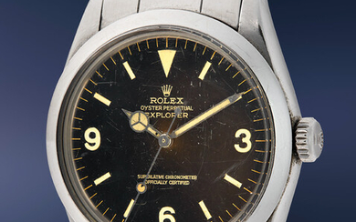 Rolex, Ref. 1016 An early and attractive stainless steel wristwatch with “tropical” black lacquer dial, with original guarantee and chronometer certificate