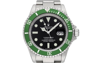 Rolex Reference 16610 Submariner T 'Flat 4 Kermit' | A stainless steel automatic wristwatch with date and bracelet, Circa 2004