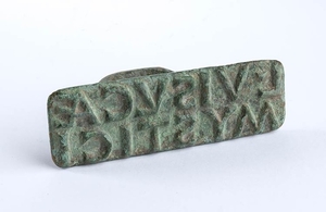 Roman bronze bread-stamp 1st - 2nd century AD; length cm...