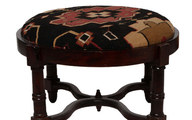 Round Upholstered Native American Ottoman