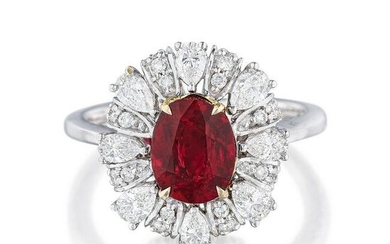 1.31-Carat Burmese Unheated Ruby and Diamond Ring