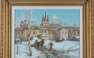 Russian School, (20th Century) - Winter Village Scene