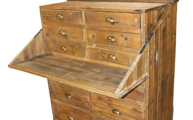 Rustic multi drawer pine apothecary style chest