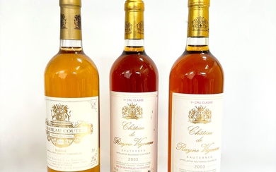 SAUTERNES Château de Rayne Vigneau 2003 2 bouteilles BARSAC Premier cru classé Chateau Coutet 2014...
