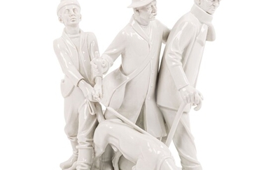 SCHWARZBURGER WERKSTÄTTEN Groupe de figurines 'Groupe de conducteurs avec chien de poule', vers 1912, RARITÉ...