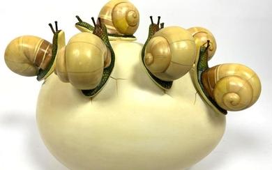 SERGIO BUSTAMANTE figural snails egg modernist sculptur