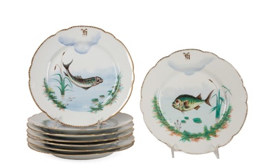 SET OF EIGHT HAVILAND & CO. FISH PLATES, 1876-1889