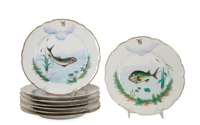 SET OF EIGHT HAVILAND & CO. FISH PLATES, 1876-1889