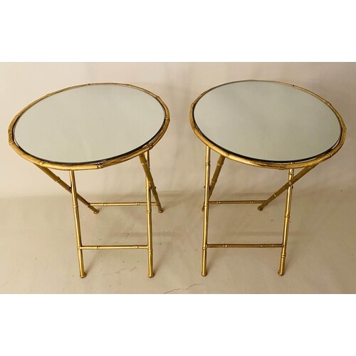 SIDE TABLES, Maison Bagues style, a pair, faux bamboo design...