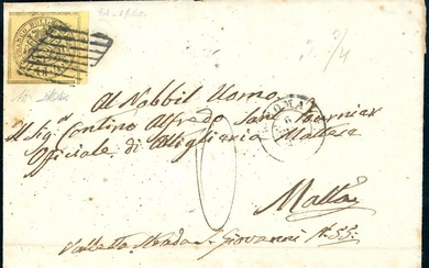 STATO PONTIFICIO-MALTA 1867 - 4 baj giallo (5A), otto filetti,...