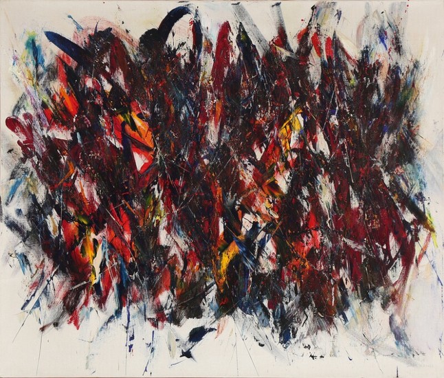 Sam Kaner: Composition, 1964. Signed and dated on the reverse. Oil on canvas. 85×100 cm.
