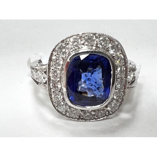 Sapphire Ring set with 3.07ct. sapphire and 0.7 ct. diamonds...