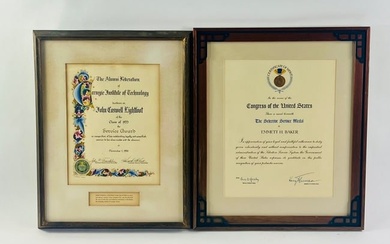 Selective Services Medal Certificate and 1958 Service Award