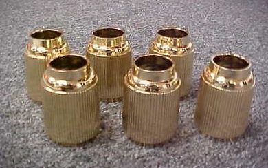 Set of 6 brass candle followers+ 1 1/2" candle size +