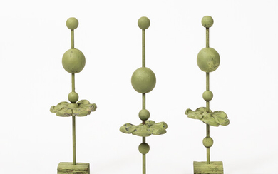 Set of Three Light Green-painted Lollipop Ornaments