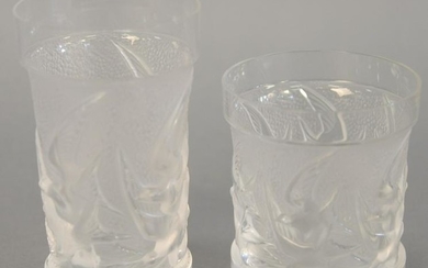 Set of fifteen Lalique goblets, eight 5" tall glasses