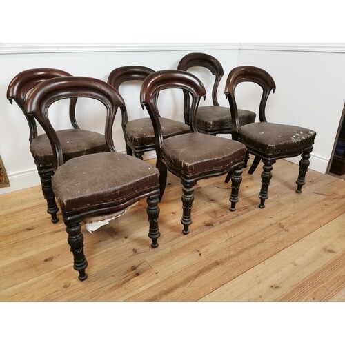 Set of six William IV carved mahogany dining chairs {87 cm H...