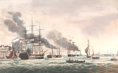 [Ships]. Schetky, John Christian (1778-1874) (after). (Ships in front of...