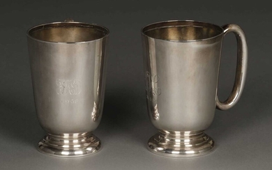 Silver mugs, Walker & Hall, Sheffield 1930 and 1955