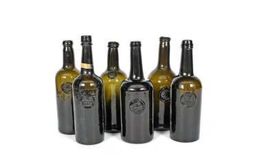 Six English sealed wine bottles late 18th/19th century,...