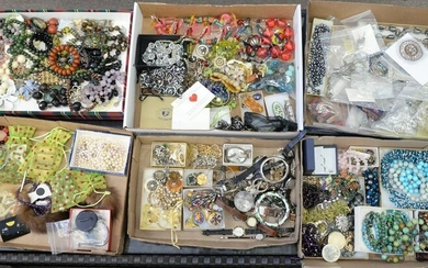 Six Tray Lots of Costume Jewelry, to include sterling