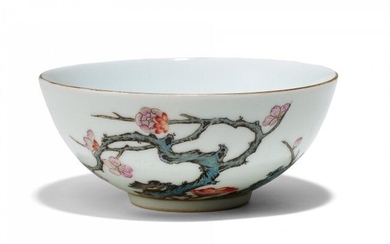 Small bowl with flowering plum trees