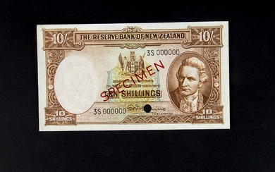 Specimen Bank Note: The Reserve Bank of New Zealand specimen 10 Shillings